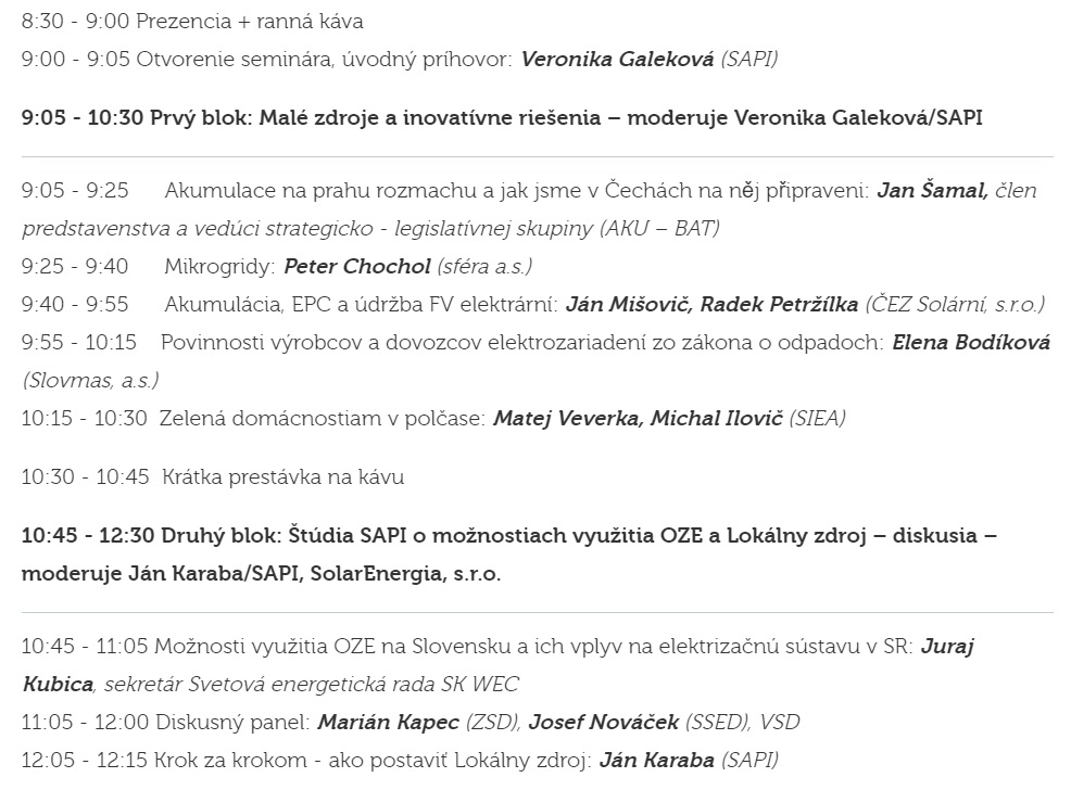 SAPI, program konferencia, OZE