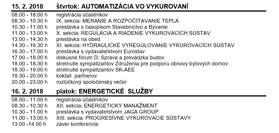 program, Vykurovanie 2018, konferencia, Vysok&eacute; Tatry
